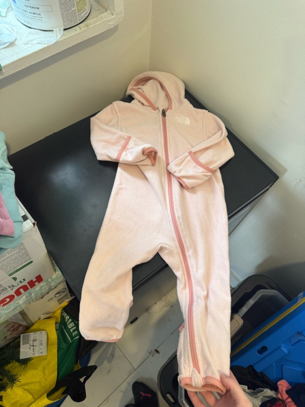 The North Face Pink Hooded Fleece One-Piece Footie